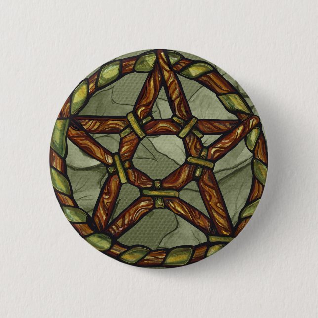 Pagan Druid Pentagram Kunst, Dichtung und Musik Button (Vorderseite)