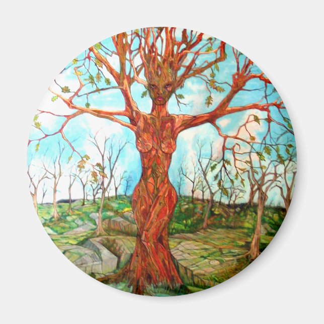 Pagan Dryad Tree Goddess Wiccan Art Magnet (Vorne)