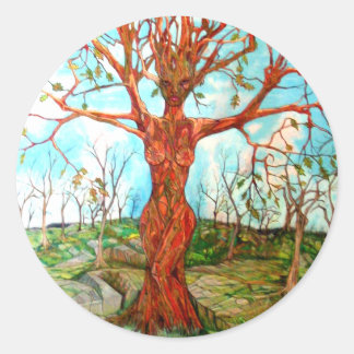 Pagan Dryad Tree Goddess Wiccan Art Runder Aufkleber