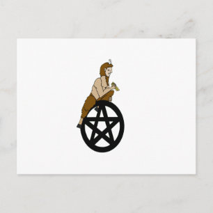 Pagan God Pan und Pentagramm Postkarte