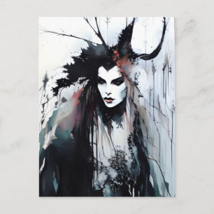 Pagan Goddess Black Ink Painting Postkarte