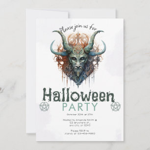 Pagan Horned God and Pentagram Halloween-Party Einladung