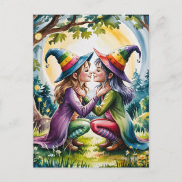 Pagan Lesbische Hexen in Regenbogenhexen Postkarte
