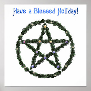 Pagan segne Holiday Weihnachten Wreath Pentagramm Poster