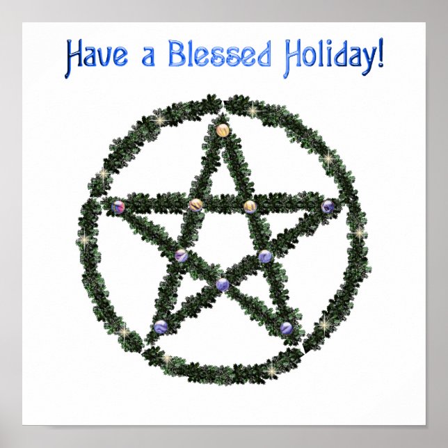 Pagan segne Holiday Weihnachten Wreath Pentagramm Poster (Vorne)