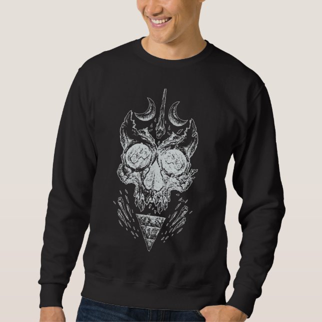 Pagan Skull Bones Goth Horror Skeleton Hexenmagie Sweatshirt (Vorderseite)