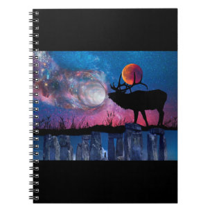 Pagan Stag Moon Galaxy Stonehenge Notebook Journal Notizblock