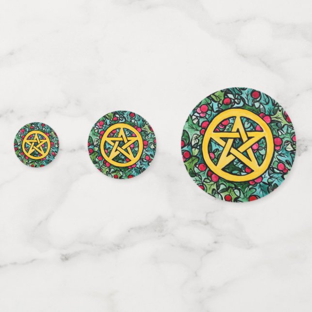 Pagan Weihnachten Pentagram Konfetti (Vorderseiten)