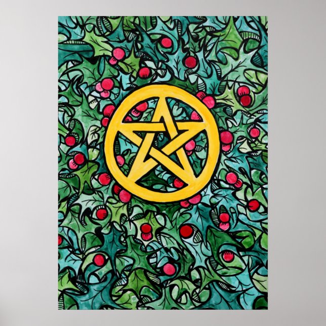 Pagan Weihnachten Pentagram Poster (Vorne)