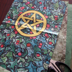 Pagan Weihnachten Pentagram Seidenpapier