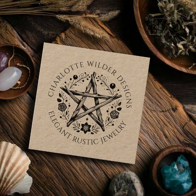 Pagan Wiccan Rustic Kraft Jewelier Designer Quadratische Visitenkarte (Von Creator hochgeladen)