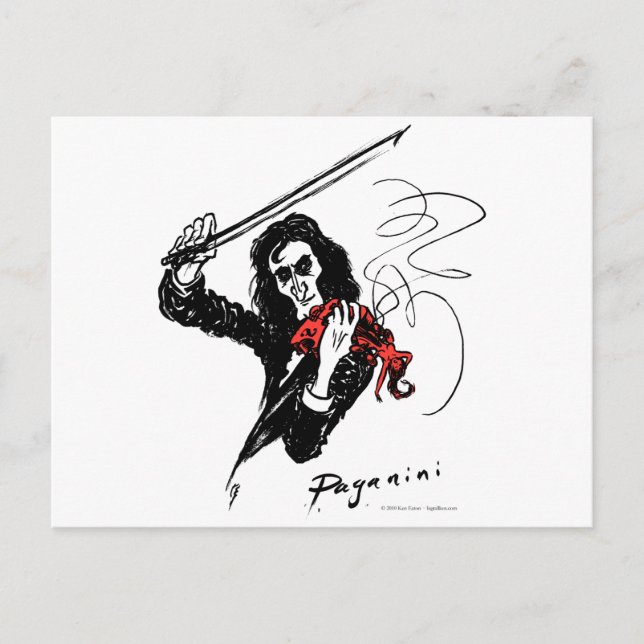 Paganini color3 b&w&red 300dpi postkarte (Vorderseite)