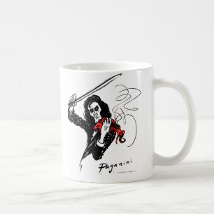 Paganini, das eine rote Violinen-Tasse spielt Tasse