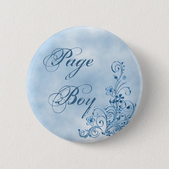 Page Boy Round Button: Sky Blue Elegance Button (Vorderseite)