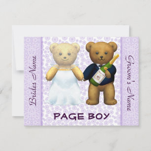 Page Boy - Teddy Bears lilac Wedite Einladung