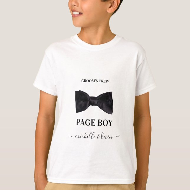 Page Boy Wedding Party Hochzeit Schwarz & Weiß T-Shirt (Vorderseite)