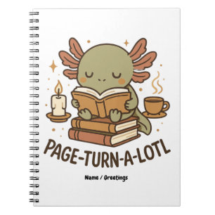 Page-Turn-a-Lotl Süßes Lesendes Axolotl Kuschel Bu Notizblock