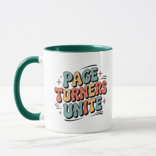 Page Turners Unite Retro Funky Book Lover Tasse