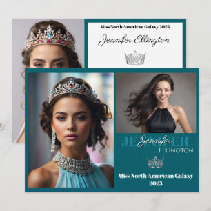 Pageant Autogramm Komp-Karten Karte mit Teal-Rand