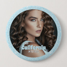 Pageant Button-Button | Aqua Glitzer Glitz Button
