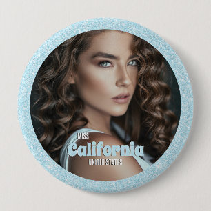Pageant Button-Button   Aqua Glitzer Glitz Button