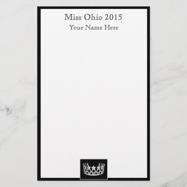 Pageant Crown & Individuelle Name Stationery Sheet Briefpapier (Vorderseite)