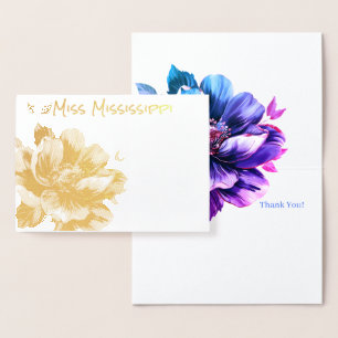 Pageant Crown & Magnolia Gold Foil Danke Karte
