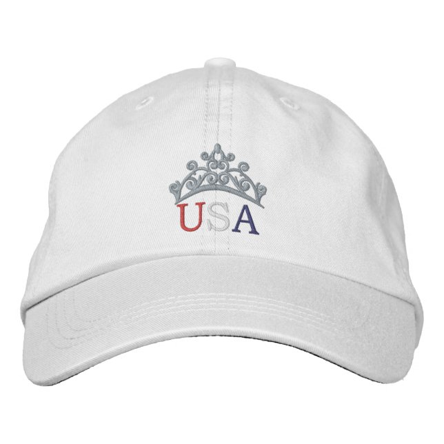 Pageant Custom Stickbestickte Baseball Cap USA Bestickte Baseballkappe (Vorderseite)