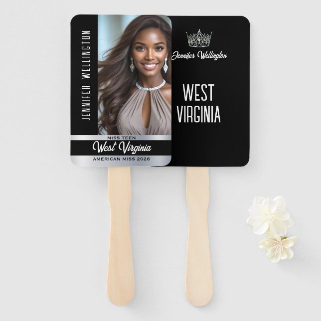 Pageant Fan Wavers | Onyx Shine Set von 10 Fans Fächer (Vorne und Hinten)