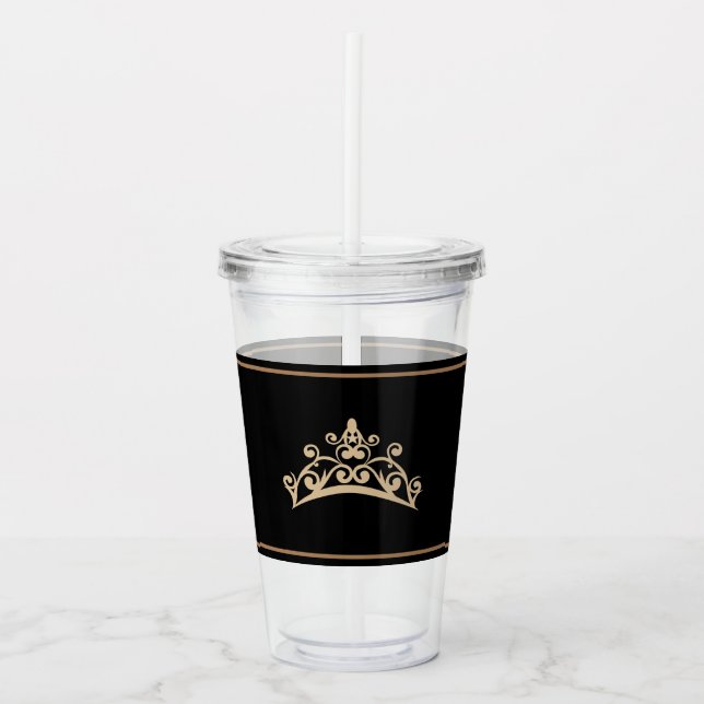 Pageant Gold Tiara Crown Acrylic Tumbler Acryltrinkbecher (Vorderseite)