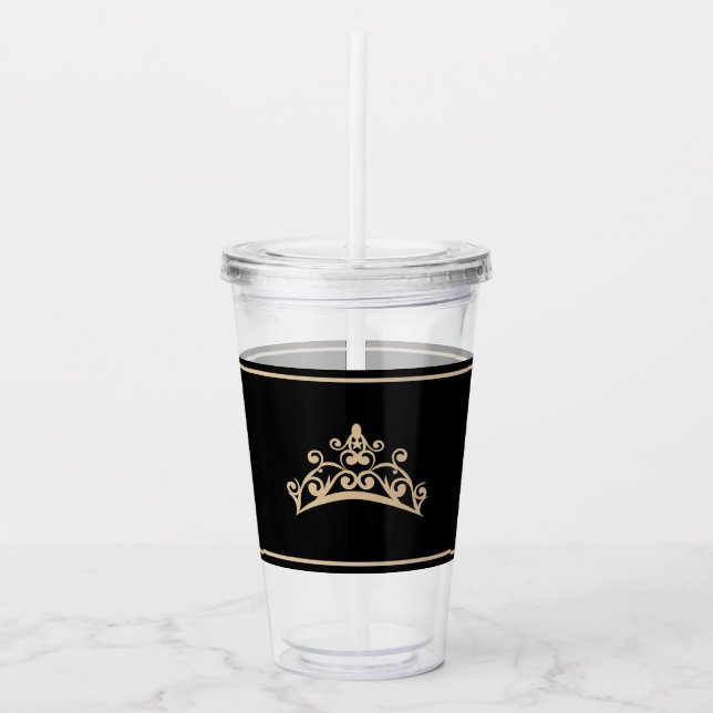 Pageant Gold Tiara Crown Acrylic Tumbler Acryltrinkbecher (Vorderseite)