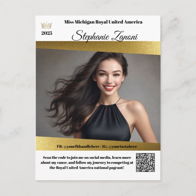 Pageant Promo Autograph Card Gold Shine | QR-Code Postkarte (Vorderseite)