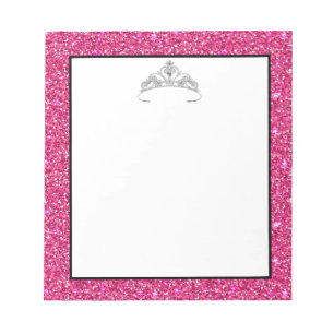 Pageant Rodeo Tiara Crown Pink Glitzer Notepad Notizblock