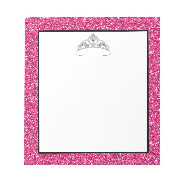 Pageant Rodeo Tiara Crown Pink Glitzer Notepad Notizblock (Vorderseite)