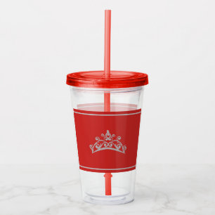 Pageant Silver Crown Red Acrylic Tumbler Acryltrinkbecher