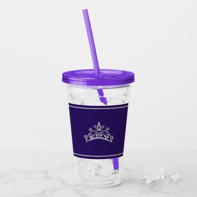Pageant Silver Tiara Crown Acrylic Tumblers Acryltrinkbecher (Vorderseite Ice)