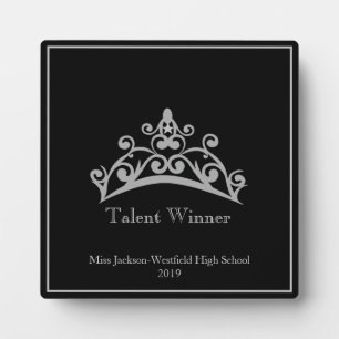 Pageant Silver Tiara Crown Talent Plaque Fotoplatte