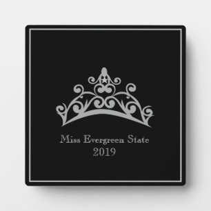 Pageant Silver Tiara Crown Titleholder Plaque Fotoplatte