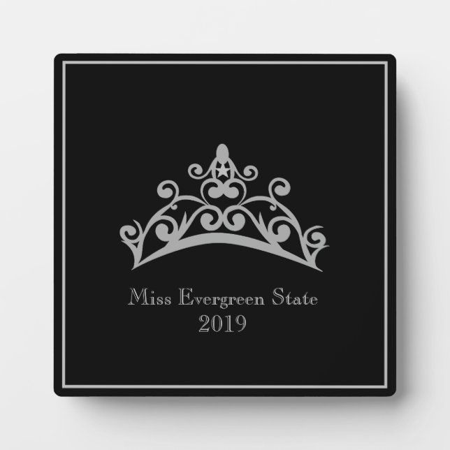 Pageant Silver Tiara Crown Titleholder Plaque Fotoplatte (Vorderseite)