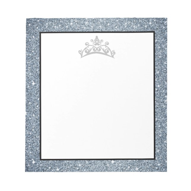Pageant Tiara Crown Blue Glitzern Notepad Notizblock (Vorderseite)