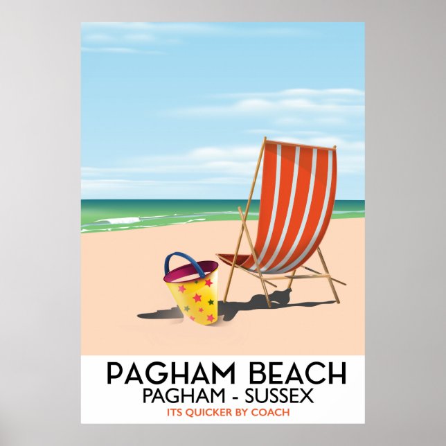 Pagham Beach Sussex Vintage Reiseplakat Poster (Vorne)