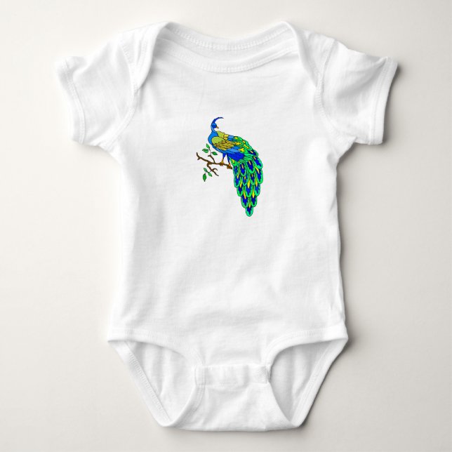 Pagiel Pfau Baby Strampler (Vorderseite)