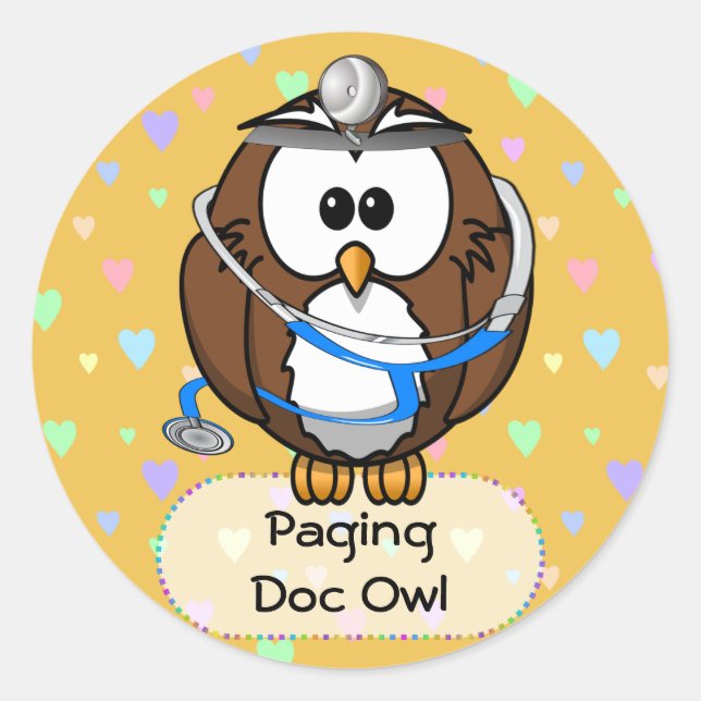 Paging Doc Owl Runder Aufkleber (Vorderseite)