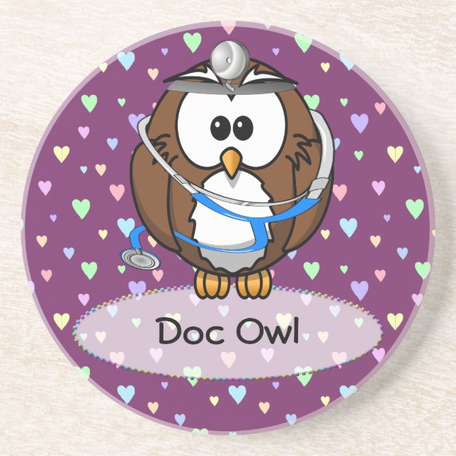 Paging Doc Owl Sandstein Untersetzer (Vorne)