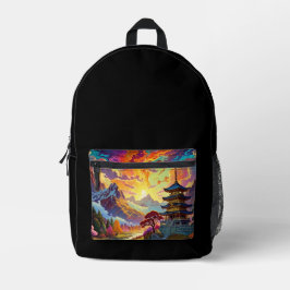 Pagoda and Coloured Landscape Bedruckter Rucksack