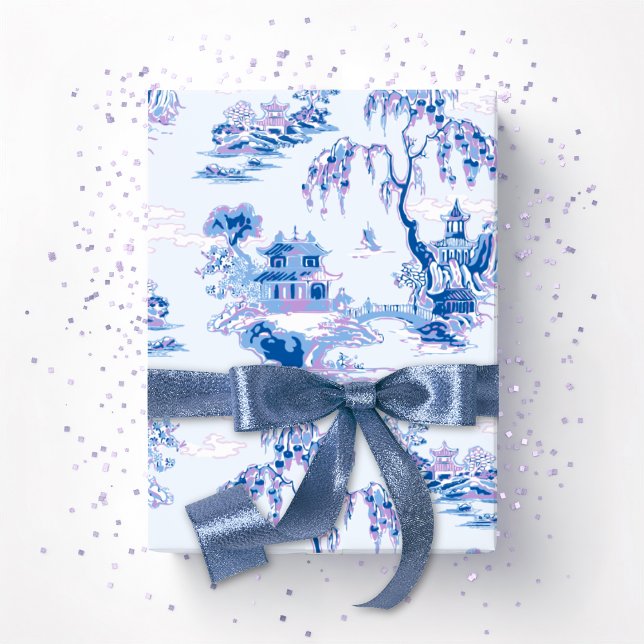 Pagoda Garden in Blue and Purple Geschenkpapier (Von Creator hochgeladen)