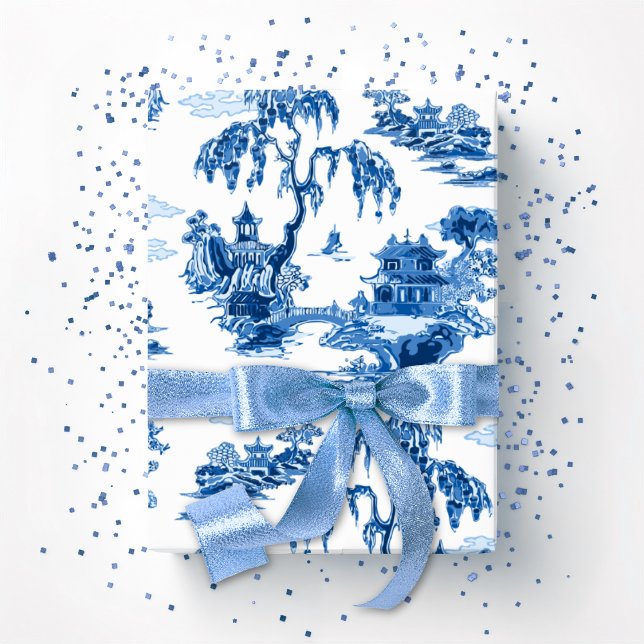Pagoda Garden in Blue Porcelain Geschenkpapier (Von Creator hochgeladen)