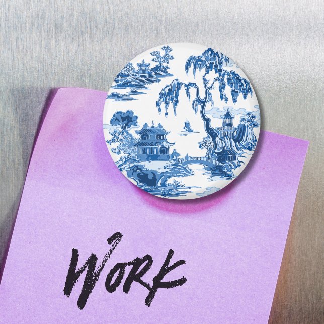 Pagoda Garden in Blue Porcelain Magnet (Von Creator hochgeladen)