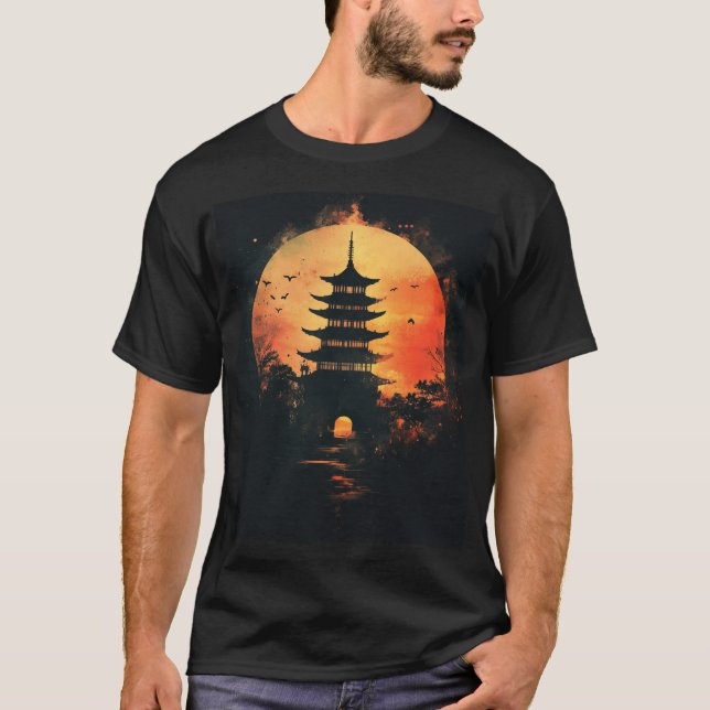 Pagoda Logo Symbol3 Digitale Kunst T-Shirt (Vorderseite)