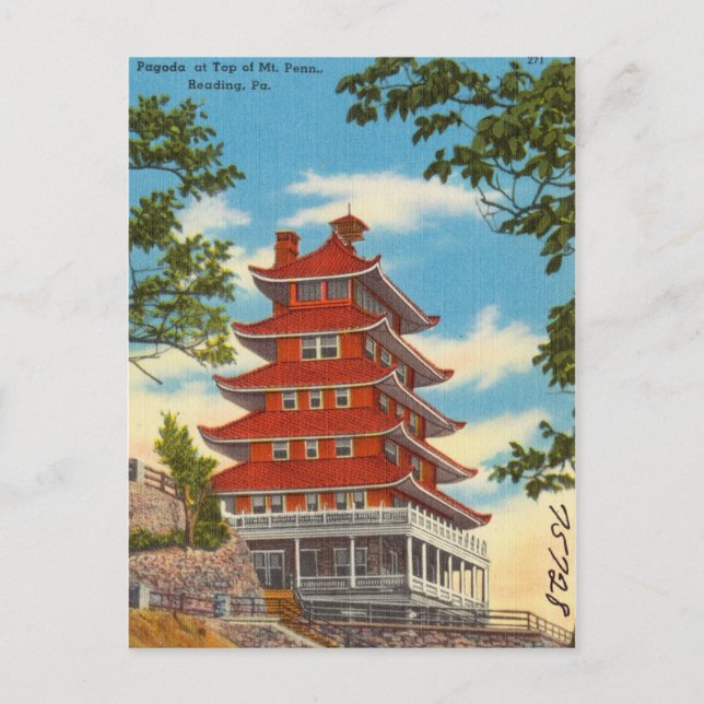 Pagode auf dem Berg Penn, Reading, Pennsylvania Postkarte (Vorderseite)